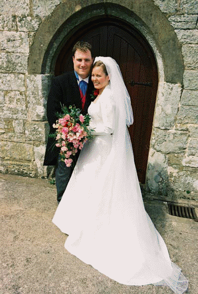 sarah and gareth outside church